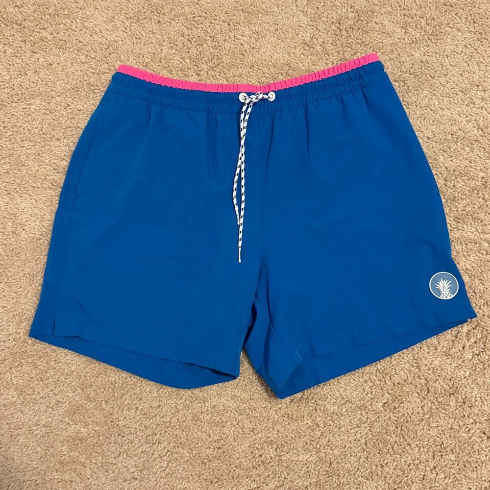 Chubbies Blue/Pink Lined Classic Swim Trunk - Large 5.5" Inseam